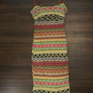 Colorful Striped Vintage Style Unique Knit Dress